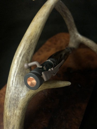Hand Turned Bolt Action Baked Ceramic Woodland Camo Finish With Pheasant Feather
