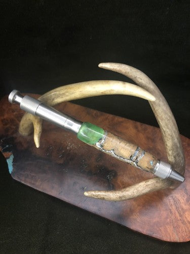 Handmade Ballpoint Clip Bolt Action Pen Made With Fossil !LOOK!! Solid Stainless