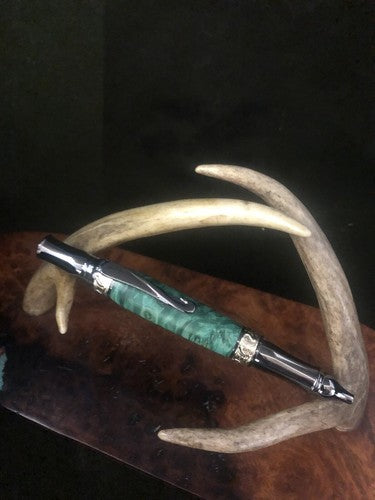 Handmade Stabilized Box Elder Burl Nouveau Sceptre Twist Pen Gun Metal Finish