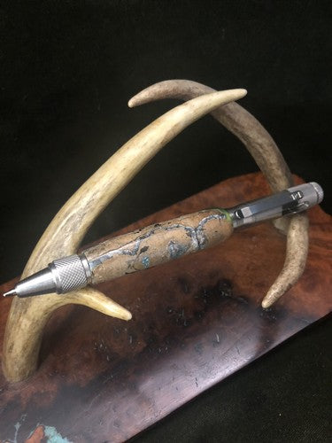 Handmade Ballpoint Clip Bolt Action Pen Made With Fossil !LOOK!! Solid Stainless
