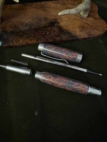 Hand Turned Desire Rollerball Pen Made/With High$ M3 Blue Bronze And Red Copper