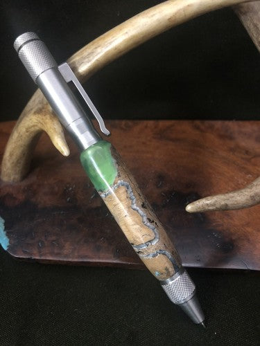 Handmade Ballpoint Clip Bolt Action Pen Made With Fossil !LOOK!! Solid Stainless