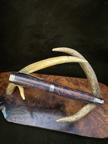 Hand Turned Desire Rollerball Pen Made/With High$ M3 Blue Bronze And Red Copper