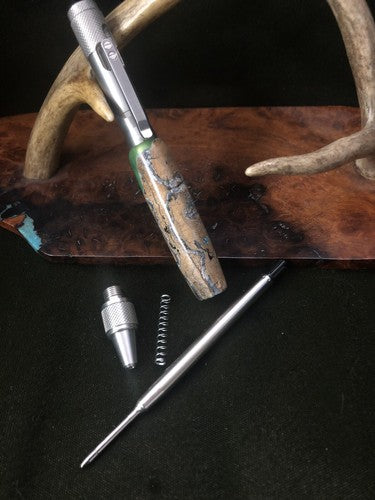 Handmade Ballpoint Clip Bolt Action Pen Made With Fossil !LOOK!! Solid Stainless