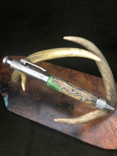 Handmade Ballpoint Clip Bolt Action Pen Made With Fossil !LOOK!! Solid Stainless