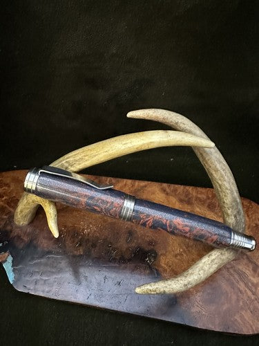 Hand Turned Desire Rollerball Pen Made/With High$ M3 Blue Bronze And Red Copper