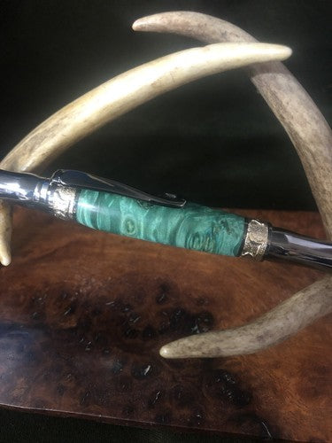 Handmade Stabilized Box Elder Burl Nouveau Sceptre Twist Pen Gun Metal Finish