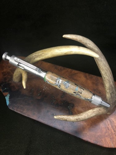 Handmade Ballpoint Clip Bolt Action Pen Made With Fossil !LOOK!! Solid Stainless