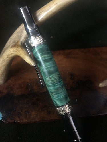 Handmade Stabilized Box Elder Burl Nouveau Sceptre Twist Pen Gun Metal Finish