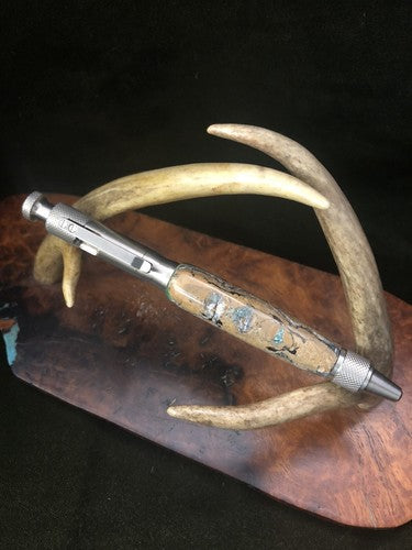 Handmade Ballpoint Clip Bolt Action Pen Made With Fossil !LOOK!! Solid Stainless