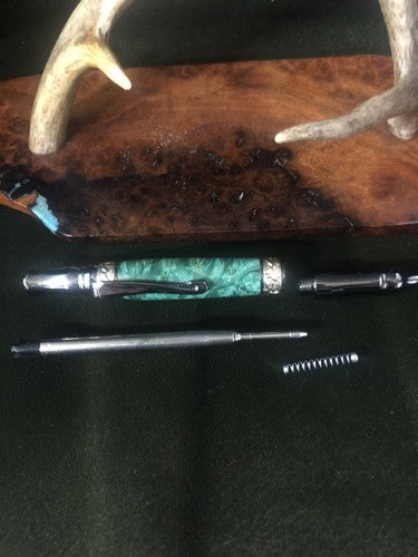 Handmade Stabilized Box Elder Burl Nouveau Sceptre Twist Pen Gun Metal Finish