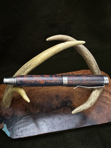 Hand Turned Desire Rollerball Pen Made/With High$ M3 Blue Bronze And Red Copper