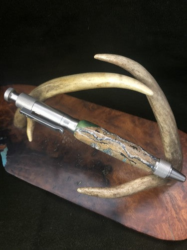 Handmade Ballpoint Clip Bolt Action Pen Made With Fossil !LOOK!! Solid Stainless