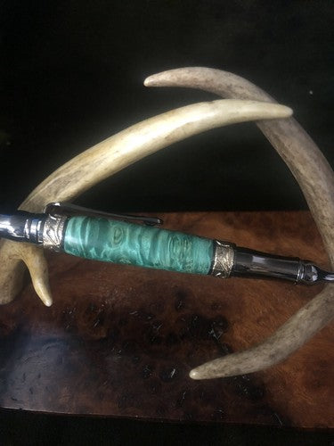 Handmade Stabilized Box Elder Burl Nouveau Sceptre Twist Pen Gun Metal Finish