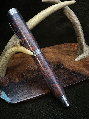 Hand Turned Desire Rollerball Pen Made/With High$ M3 Blue Bronze And Red Copper