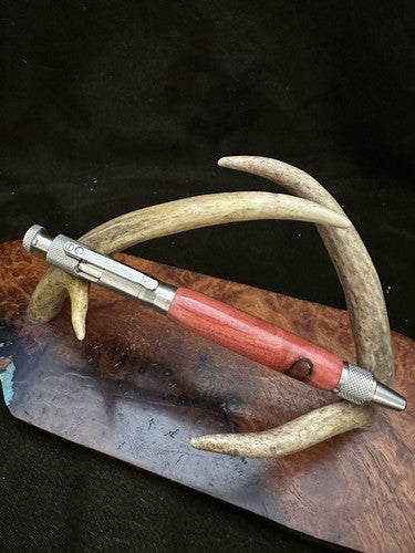 Handmade Ballpoint Clip Bolt Action Pen   African Pink I Wood  Solid Stainless