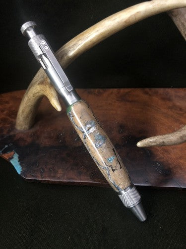 Handmade Ballpoint Clip Bolt Action Pen Made With Fossil !LOOK!! Solid Stainless